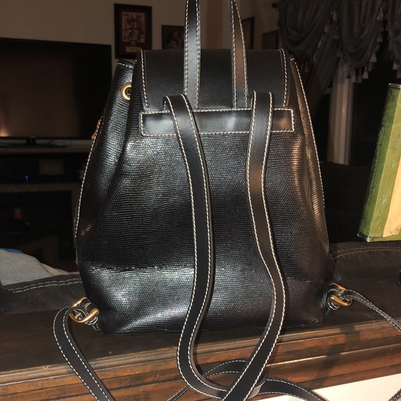 NWT LANCEL Paris Black Lizard Leather Backpack Made in France - Picture 3 of 17